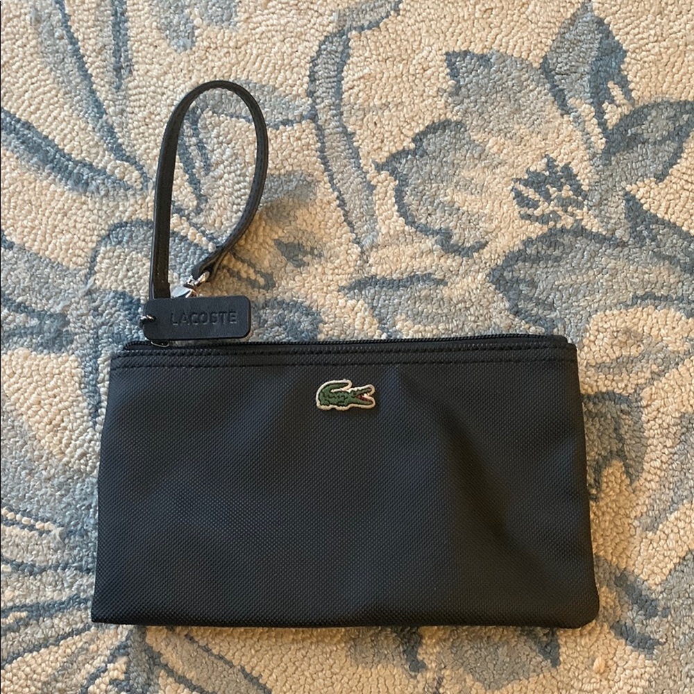 Lacoste Black Water Resistant Wristlet with Green Logo